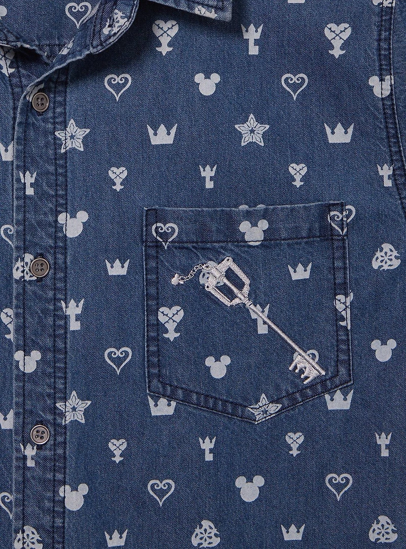 Disney Kingdom Hearts Icons Allover Print Woven Button-Up - BoxLunch Exclusive