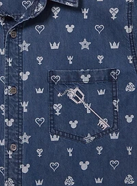 Disney Kingdom Hearts Icons Allover Print Woven Button-Up - BoxLunch Exclusive