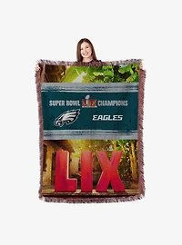 NFL 2025 Super Bowl LIX Philadelphia Eagles Woven Courtyard Tapestry Throw Blanket