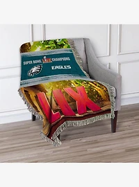 NFL 2025 Super Bowl LIX Philadelphia Eagles Woven Courtyard Tapestry Throw Blanket