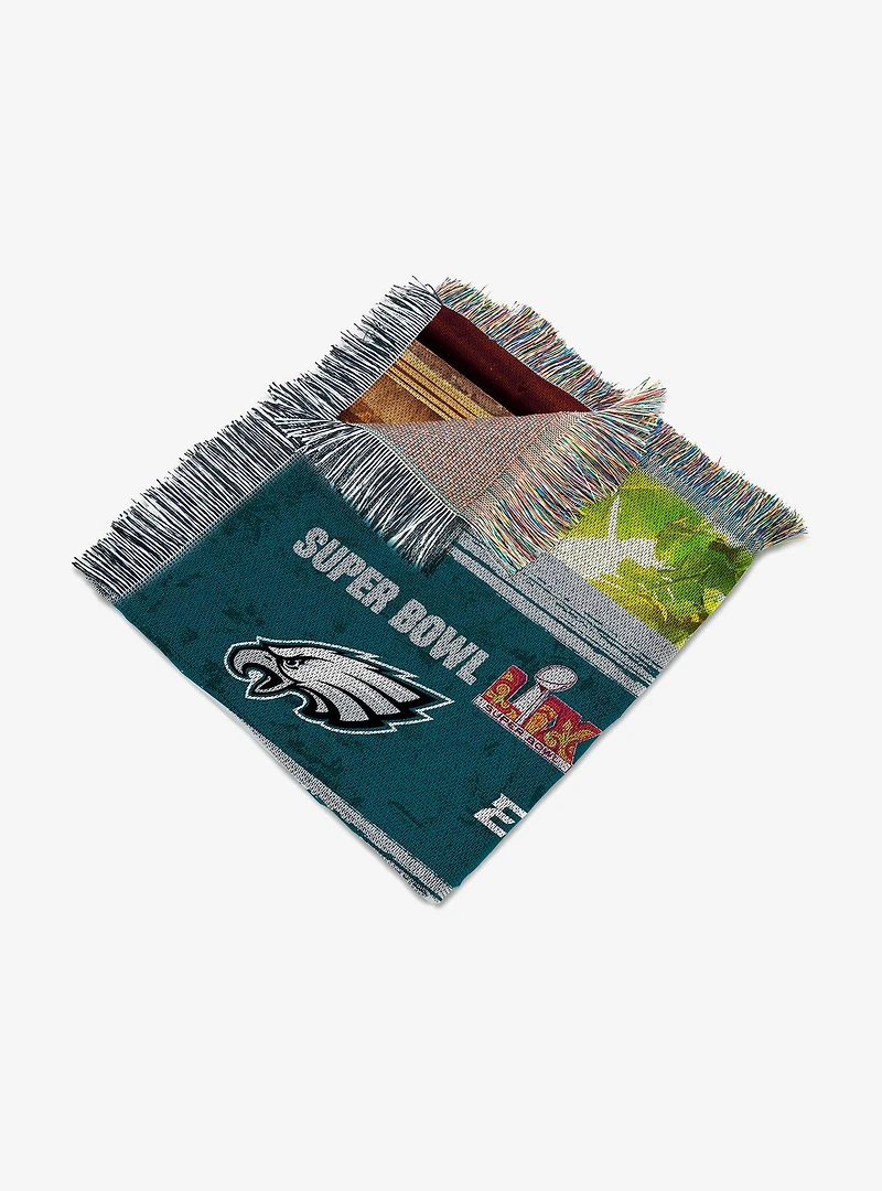 NFL 2025 Super Bowl LIX Philadelphia Eagles Woven Courtyard Tapestry Throw Blanket