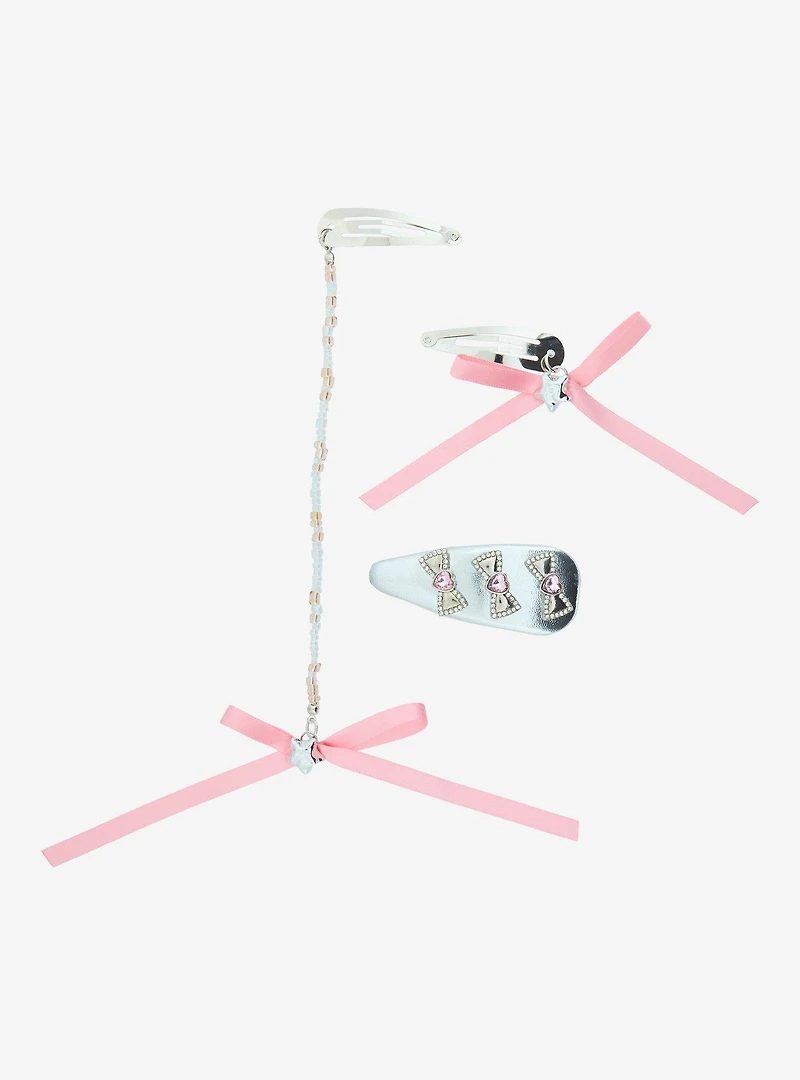 Pink Bow Charms Hair Clip Set - BoxLunch Exclusive