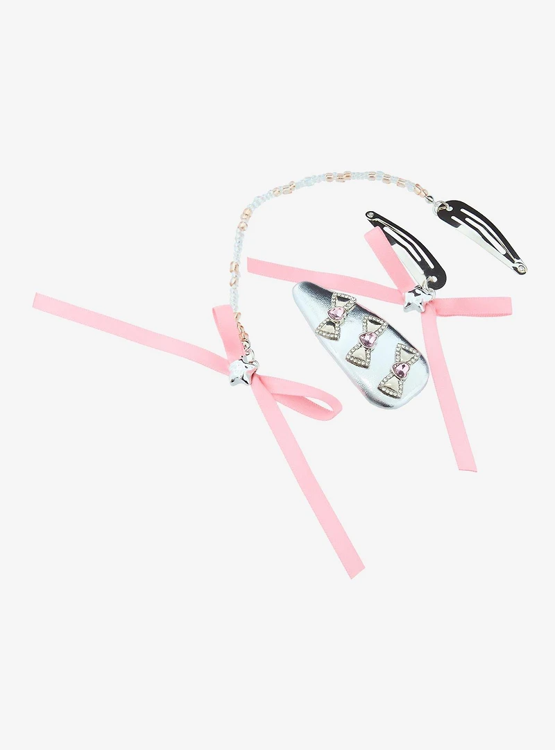 Pink Bow Charms Hair Clip Set - BoxLunch Exclusive