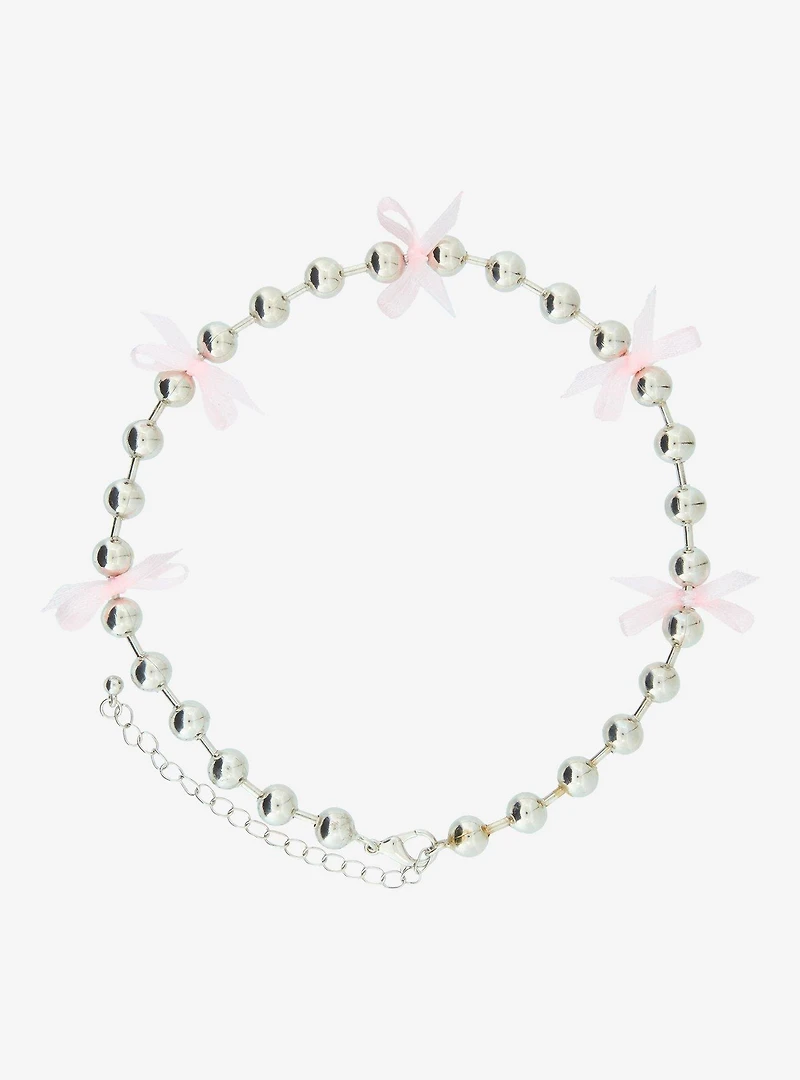 Beaded Chain and Ribbon Bow Necklace - BoxLunch Exclusive