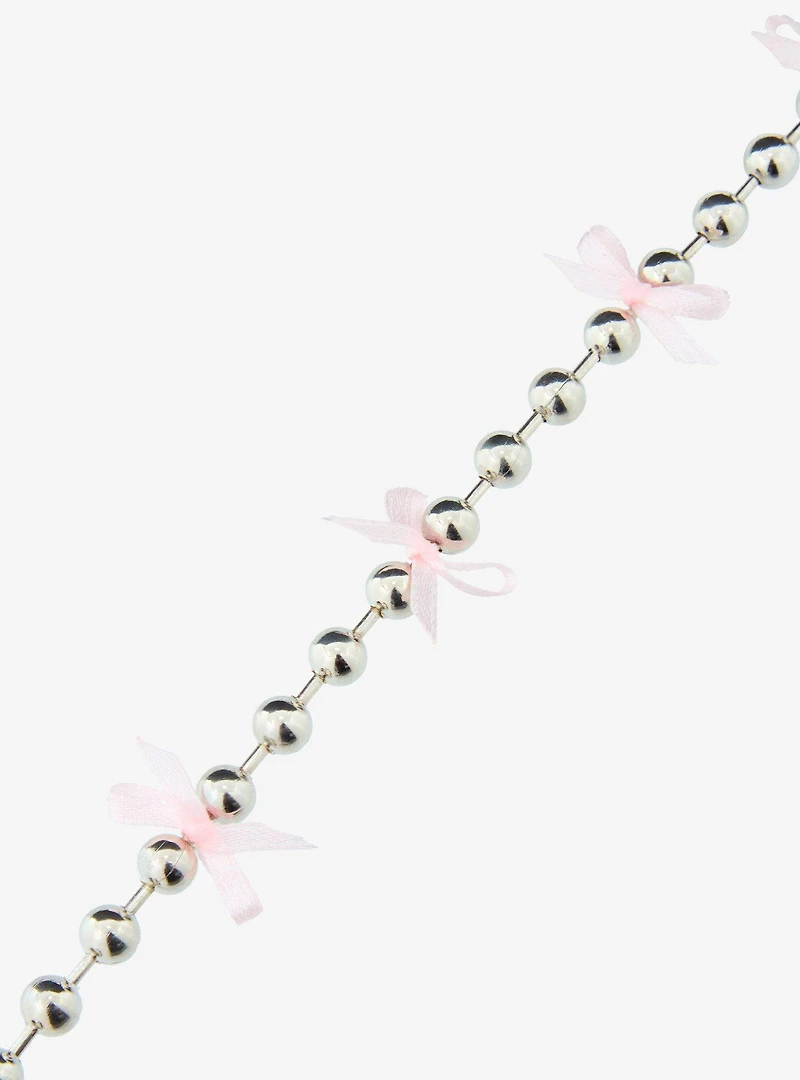 Beaded Chain and Ribbon Bow Necklace - BoxLunch Exclusive