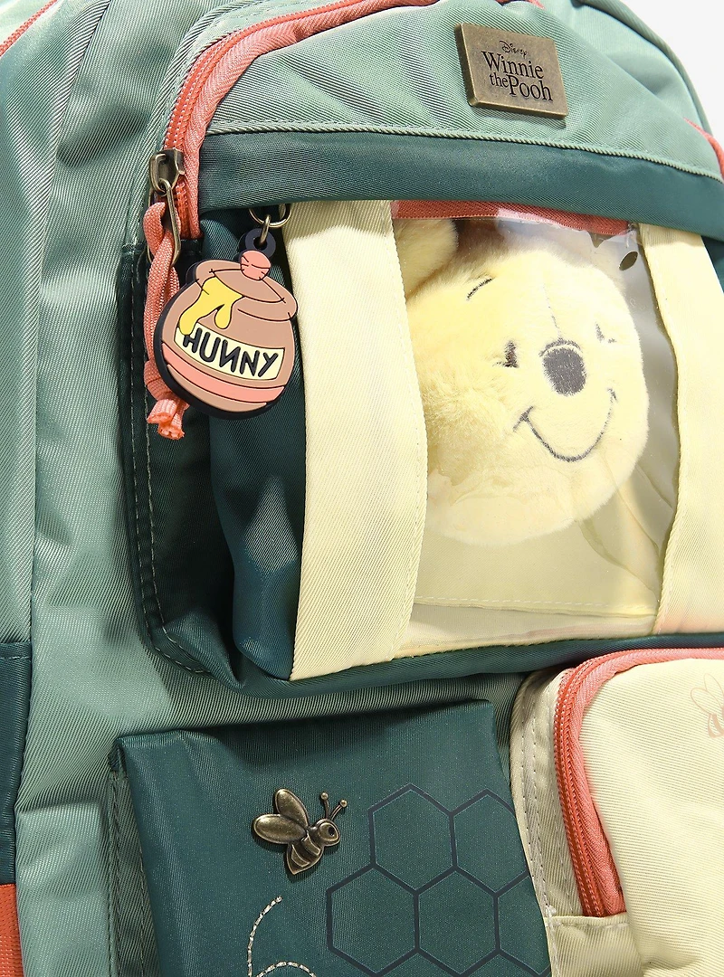 Disney Winnie the Pooh Pastel Multi-Pocket Backpack with Plush Pooh Bear Keychain - BoxLunch Exclusive