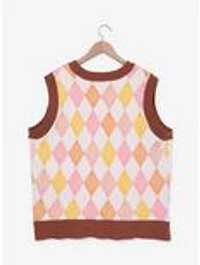 Scooby-Doo! Pastel Scooby-Doo Argyle Women's Plus Sweater Vest - BoxLunch Exclusive