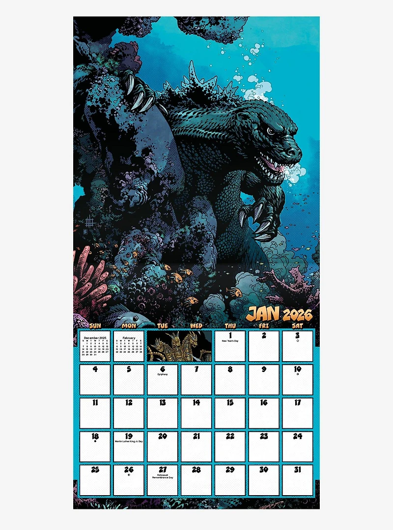 Godzilla 2026 Wall Calendar