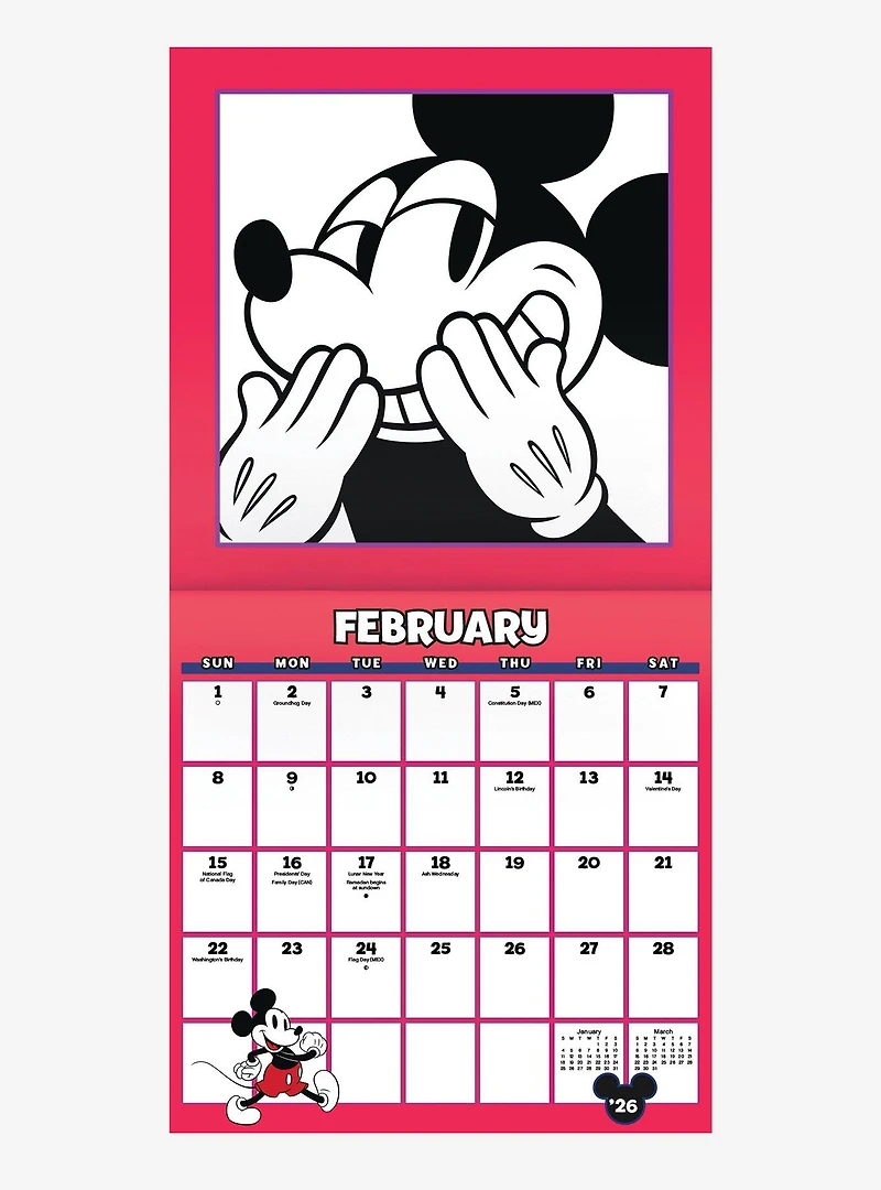 Disney Mickey Mouse 2026 Wall Calendar