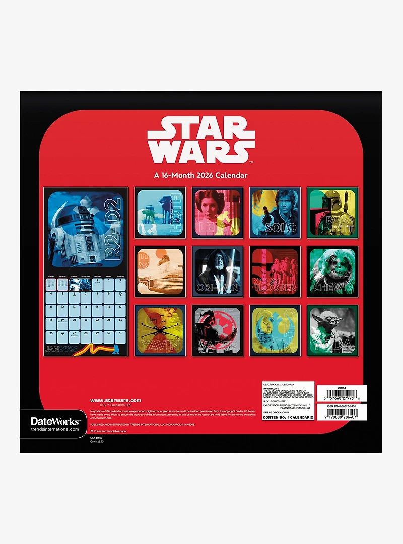 Star Wars 2026 Wall Calendar