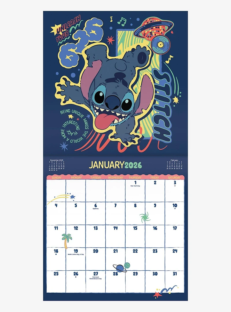 Disney Lilo & Stitch 2026 Wall Calendar