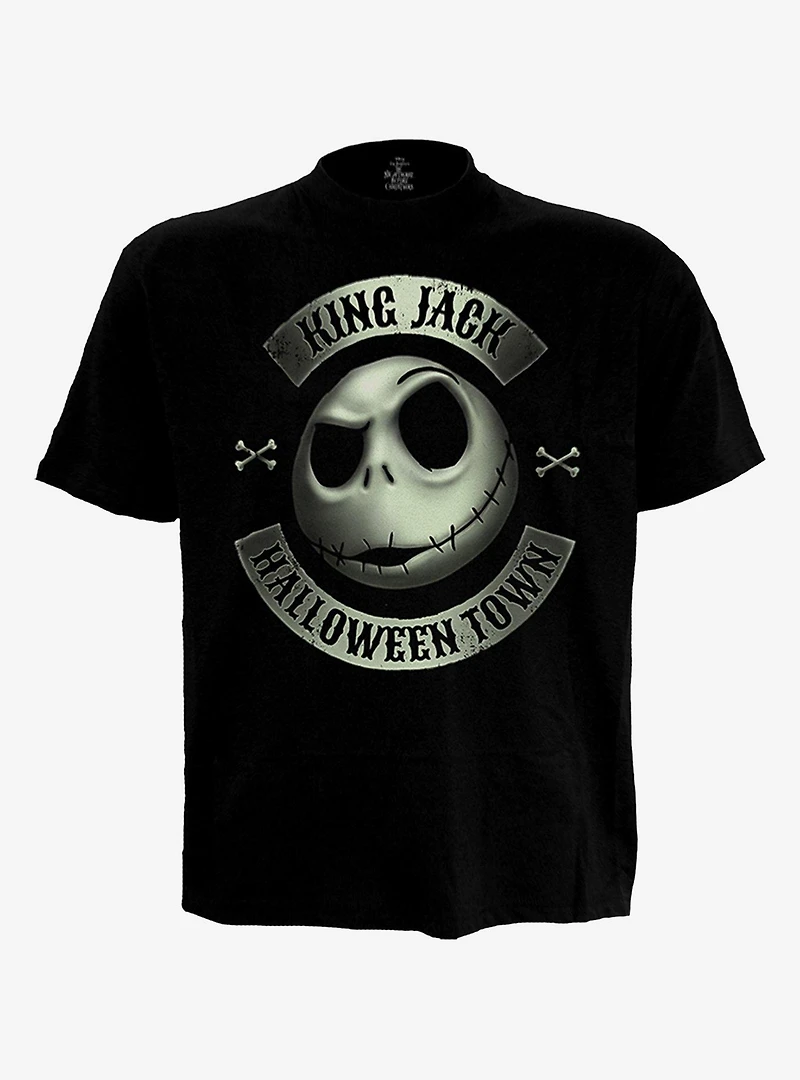 Disney Nightmare Before Christmas Jack Crest (Glow the Dark) Front Print T-Shirt