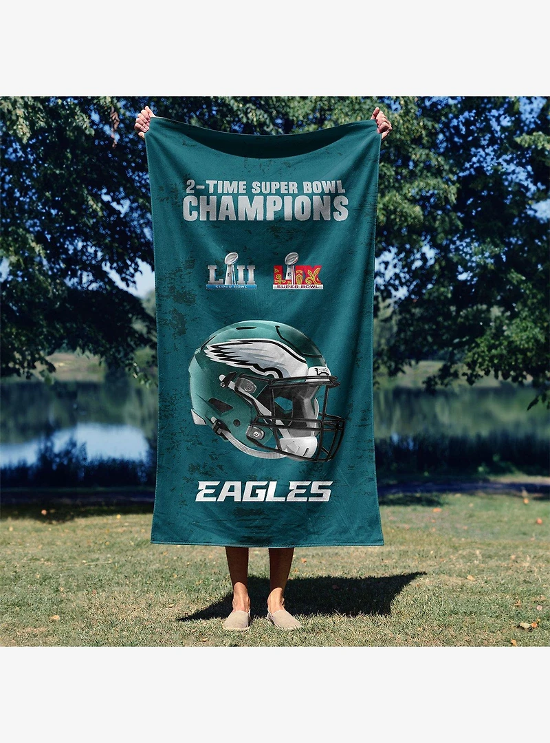 NFL 2025 Super Bowl LIX Philadelphia Eagles Multi Champ Unstoppable Beach Towel