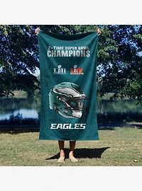 NFL 2025 Super Bowl LIX Philadelphia Eagles Multi Champ Unstoppable Beach Towel