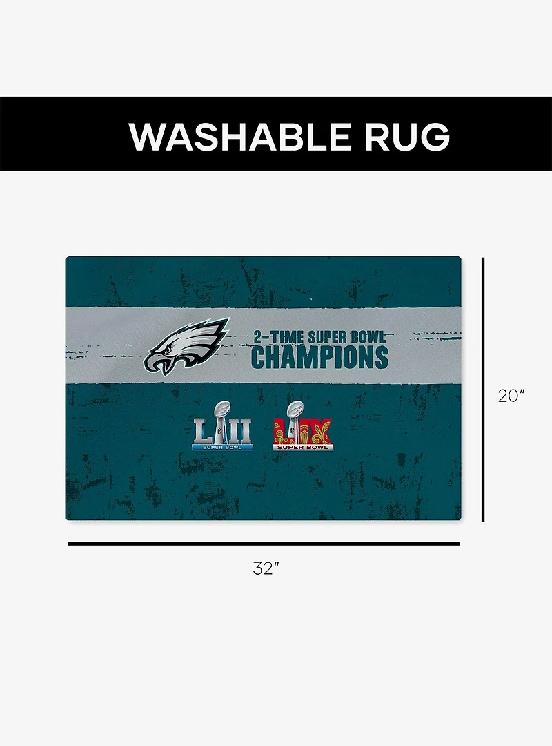 NFL 2025 Super Bowl LIX Philadelphia Eagles Multi Champ Tradition 20x32" Washable Rug