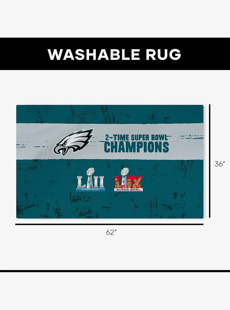 NFL 2025 Super Bowl LIX Philadelphia Eagles Multi Champ Tradition 36x62" Washable Rug