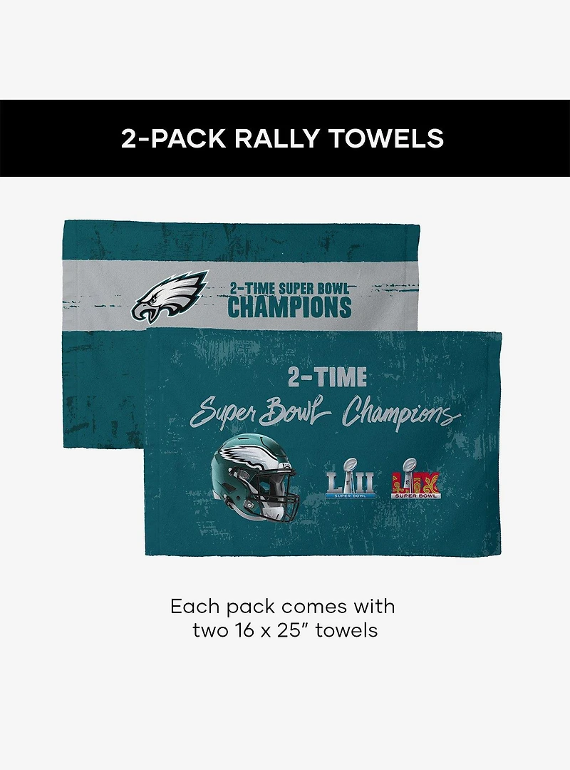 NFL 2025 Super Bowl LIX Philadelphia Eagles Multi Champ Conquerors Fan Towel 2-Pack