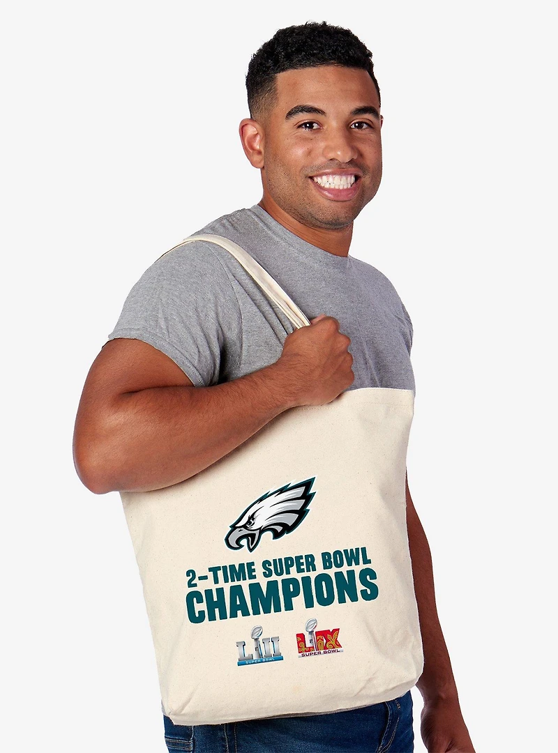 NFL 2025 Super Bowl LIX Philadelphia Eagles Multi Champ Overtime Canvas Tote