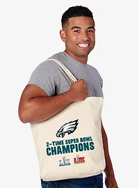 NFL 2025 Super Bowl LIX Philadelphia Eagles Multi Champ Overtime Canvas Tote