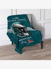 NFL 2025 Super Bowl LIX Philadelphia Eagles Multi Champ Powerhouse Woven Tapestry Throw Blanket
