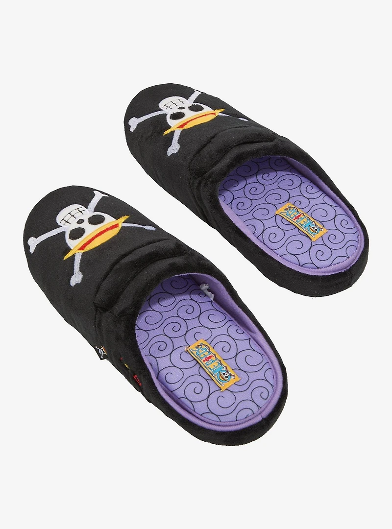 One Piece Straw Hat Crew Jolly Roger Men's Dorm Slippers — BoxLunch Exclusive