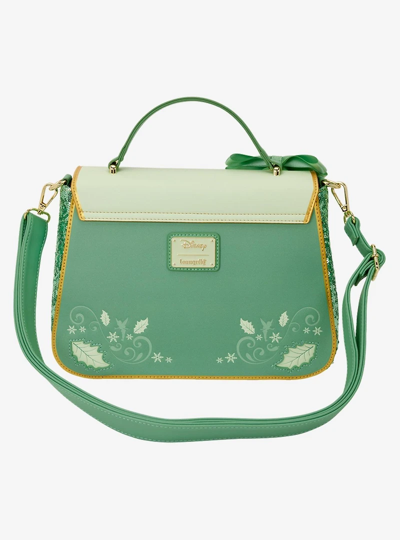 Loungefly Disney Peter Pan Tinker Bell Holiday Sequin Charm Crossbody Bag