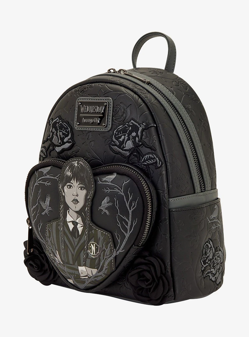 Loungefly Wednesday Black Roses Mini Backpack
