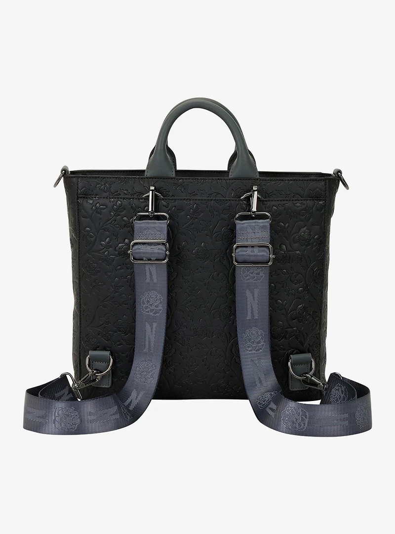 Loungefly Wednesday Black Roses Convertible Tote Bag