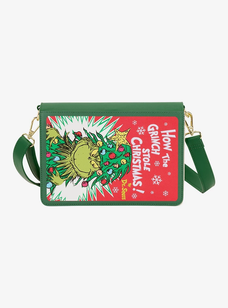 Loungefly Dr. Seuss How The Grinch Stole Christmas Figural Book Color-In Crossbody Bag