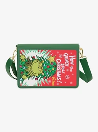 Loungefly Dr. Seuss How The Grinch Stole Christmas Figural Book Color-In Crossbody Bag
