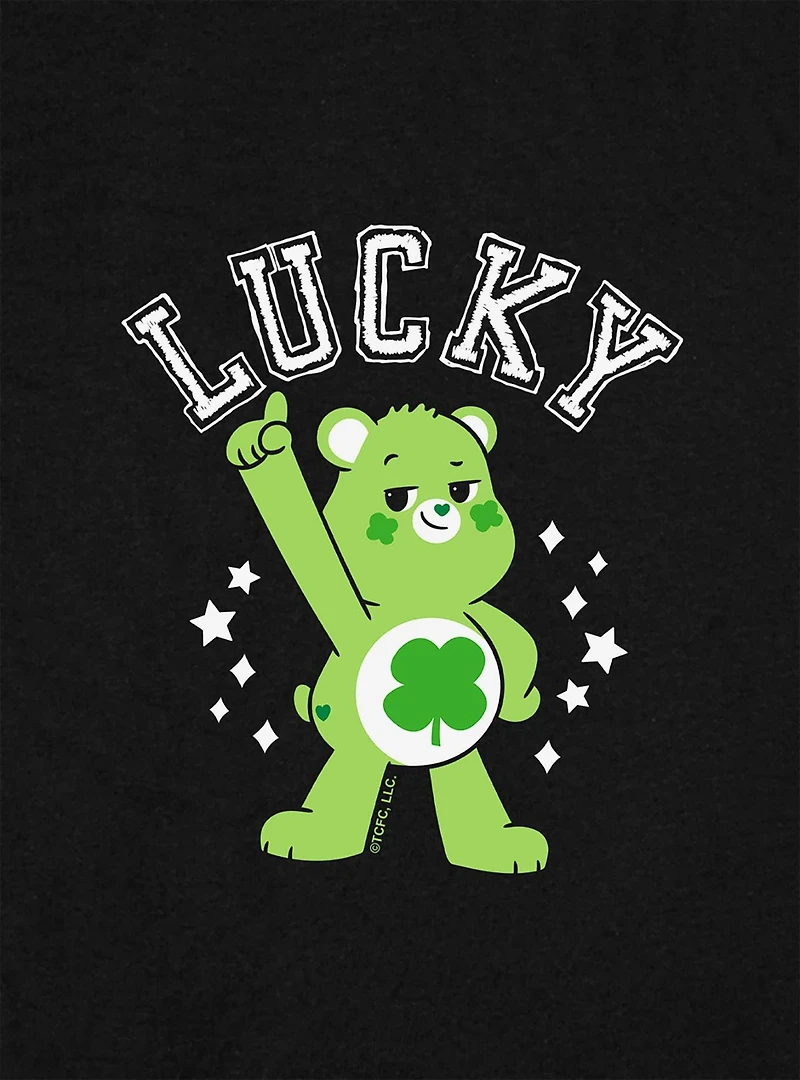 Care Bears Good Luck Bear Lucky Cap Sleeve Baby Rib Women's Crop Top Black