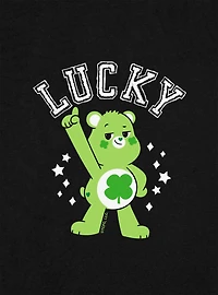 Care Bears Good Luck Bear Lucky Cap Sleeve Baby Rib Women's Crop Top Black