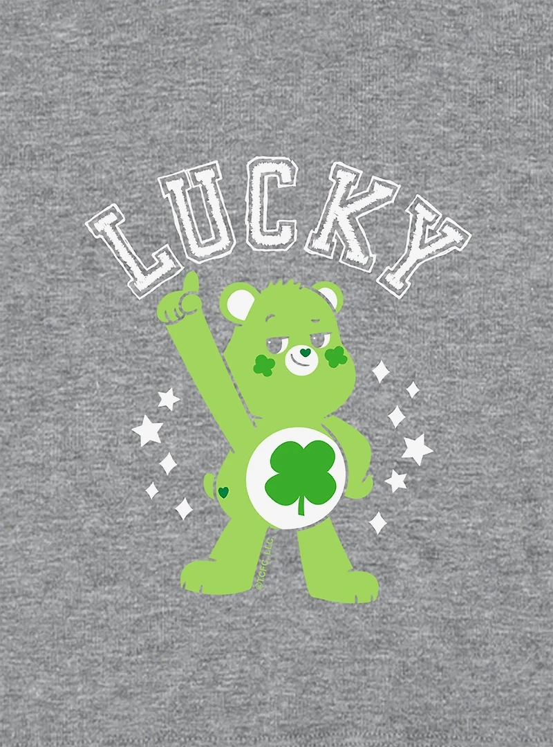 Care Bears Good Luck Bear Lucky Cap Sleeve Baby Rib Women's Crop Top Grey