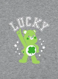 Care Bears Good Luck Bear Lucky Cap Sleeve Baby Rib Women's Crop Top Grey