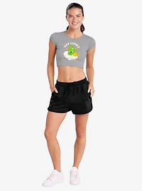Care Bears Get Lucky Cap Sleeve Baby Rib Women's Crop Top Grey