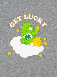 Care Bears Get Lucky Cap Sleeve Baby Rib Women's Crop Top Grey
