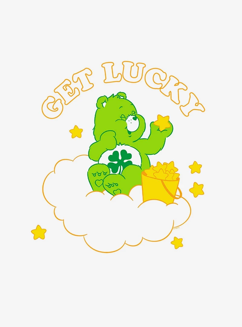 Care Bears Get Lucky Cap Sleeve Baby Rib Women's Crop Top White