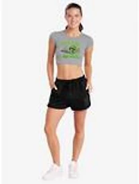 Sesame Street Oscar Rotten Luck Cap Sleeve Baby Rib Women's Crop Top Grey