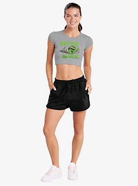 Sesame Street Oscar Rotten Luck Cap Sleeve Baby Rib Women's Crop Top Grey