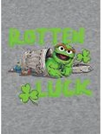 Sesame Street Oscar Rotten Luck Cap Sleeve Baby Rib Women's Crop Top Grey