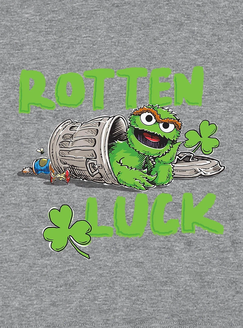 Sesame Street Oscar Rotten Luck Cap Sleeve Baby Rib Women's Crop Top Grey