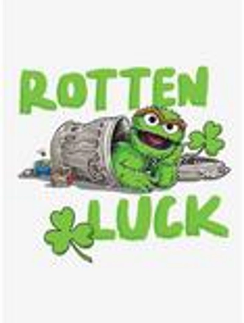 Sesame Street Oscar Rotten Luck Cap Sleeve Baby Rib Women's Crop Top White