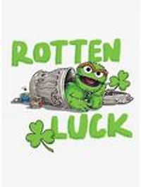 Sesame Street Oscar Rotten Luck Cap Sleeve Baby Rib Women's Crop Top White