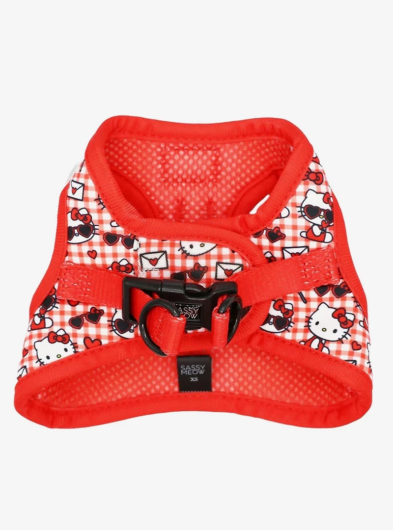 Sassy Meow Sanrio Hello Kitty Gingham Medium Cat Harness