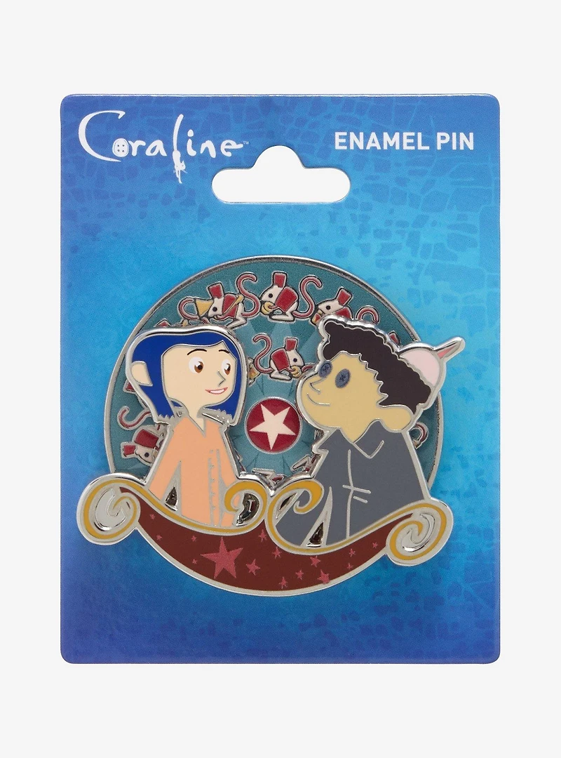 Coraline Wybie & Coraline Circus Spinning Enamel Pin — BoxLunch Exclusive