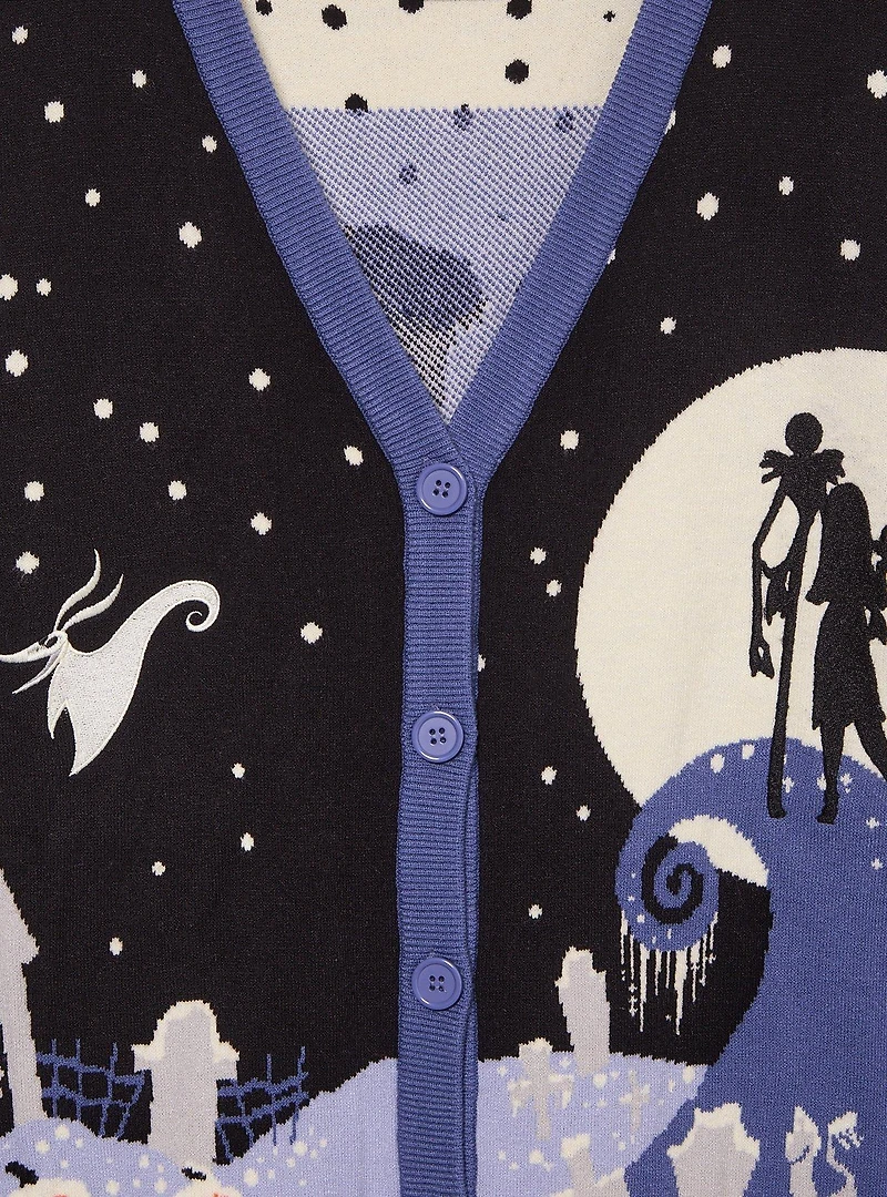 Disney The Nightmare Before Christmas Graveyard Snowy Scenic Women's Plus Cardigan — BoxLunch Exclusive