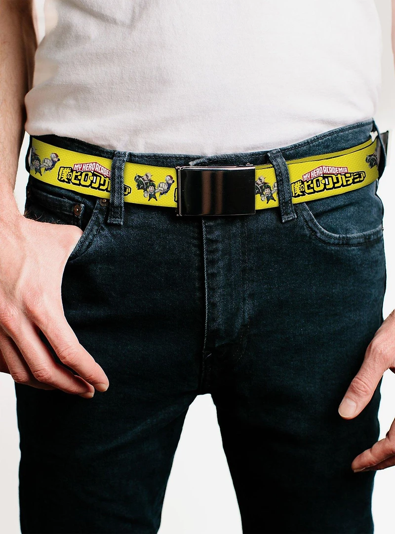 My Hero Academia Character Trio Pose & Title Logo Yellow Flip Web Belt