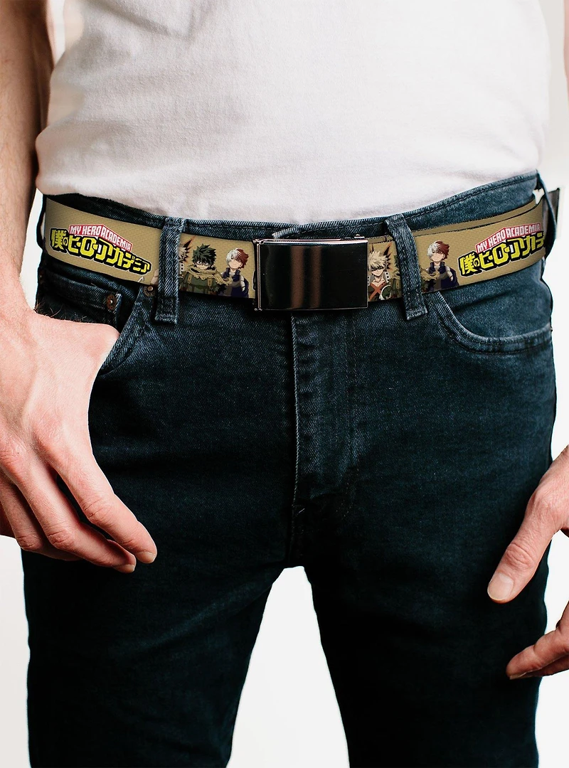 My Hero Academia Character Trio Pose & Title Logo Tan Flip Web Belt