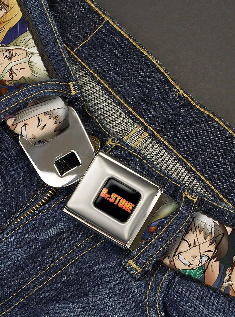 Dr. Stone Character Group Faces Close Up Seatbelt Buckle Belt