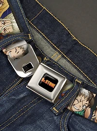 Dr. Stone Character Group Faces Close Up Seatbelt Buckle Belt